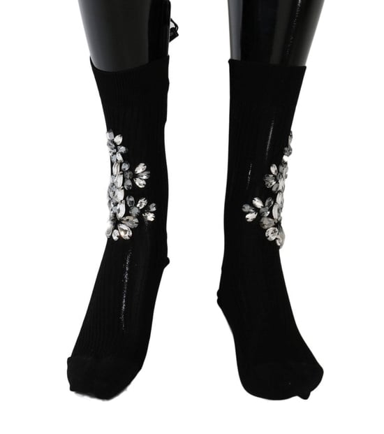 Calcetas Florales Transparentes de Cristal Negro Tejidas de Dolce & Gabbana - Image 2