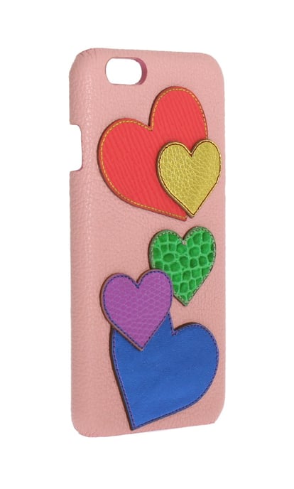 Funda de teléfono para mujer Dolce & Gabbana de cuero rosa chic con corazón adornado - Image 2