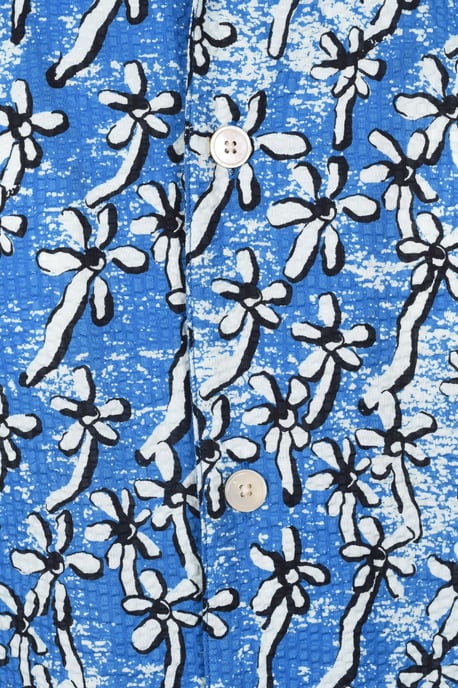 PAUL SMITH CASUAL FIT FLORAL SEERSUCKER SHIRT LIGHT BLUE - Image 4