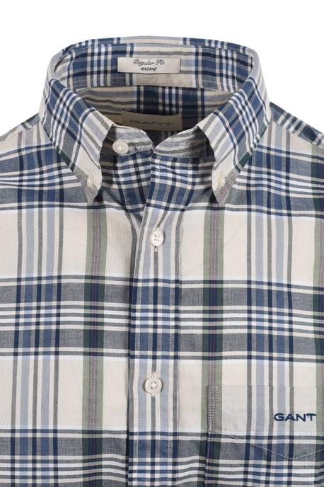 GANT MADRAS CHECK SHORT SLEEVED SHIRT FADED DENIM - Image 2