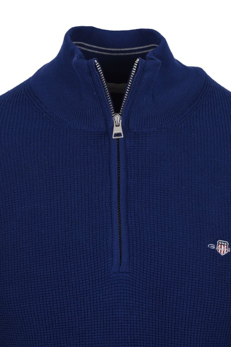 GANT MICRO TEXTURED HALF ZIP KNITWEAR RICH NAVY - Image 2
