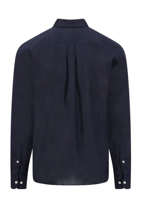 FYNCH-HATTON LONG SLEEVED LINEN SHIRT NAVY - Image 2