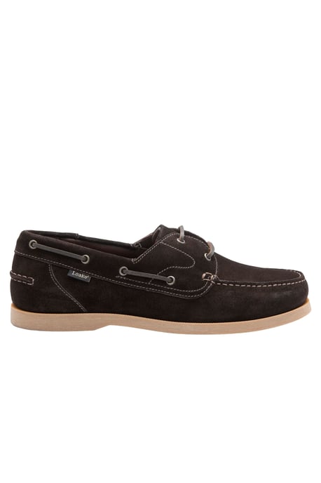 LOAKE PADSTOW BOAT SHOE DARK BROWN SUEDE - Image 1