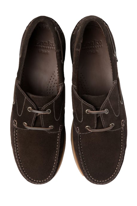 LOAKE PADSTOW BOAT SHOE DARK BROWN SUEDE - Image 3