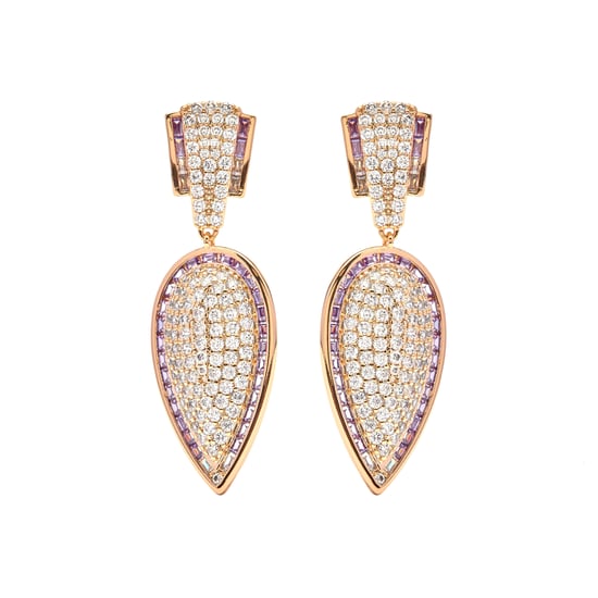 Luxenter Pendientes de Circonita Amatista acabado en oro amarillo de 18k - Halek - Image 1
