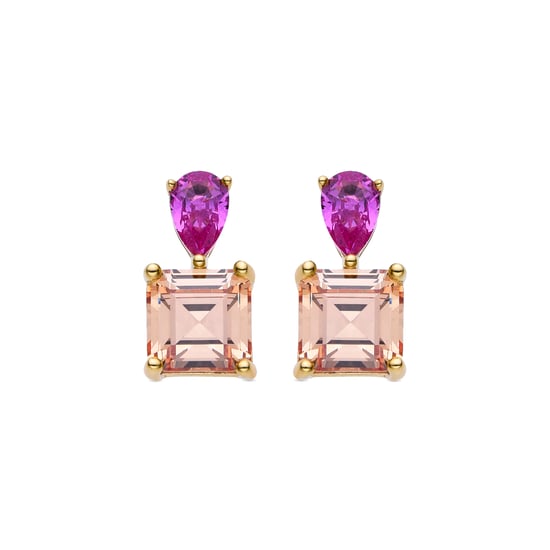 Luxenter Pendientes de Plata de Ley 925 y Circonita Multicolor acabados en oro amarillo de 18k - Codua - Image 1