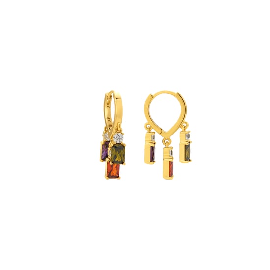 Luxenter Pendientes con Circonita Multicolor acabado oro amari llo 18k - Lanik - Image 1