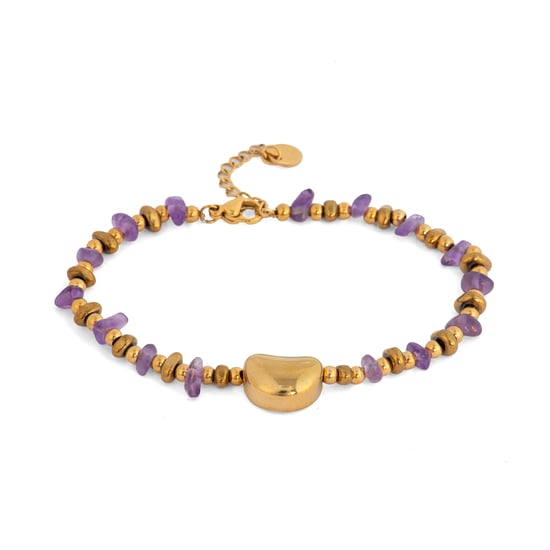 Luxenter Pulsera acabado oro amarillo de 18k y Amatista Natural - Tarthae - Image 1