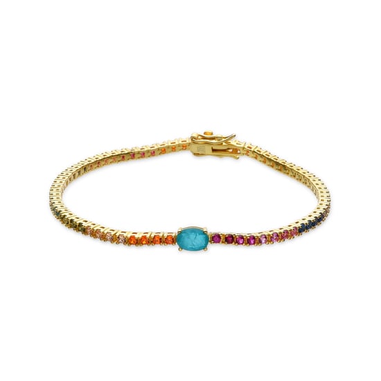Luxenter Pulsera de Plata de Ley 925 y Circonita Multicolor acabada en oro amarillo de 18k - Genzol - Image 1