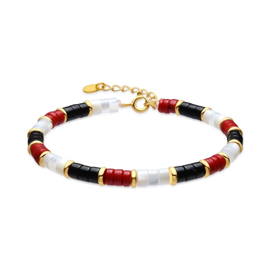 Luxenter Pulsera de Plata de Ley 925 y Coral acabado oro amarillo de 18k - Siraba - Image 1
