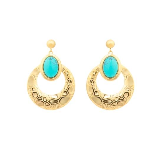 Luxenter Pendientes acabado oro amarillo de 18k y Turquesa - Rekbas - Image 1
