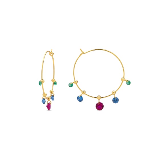 Luxenter Pendientes de Plata de Ley 925 y Circonita Multicolor acabados en oro amarillo de 18k - Yhapec - Image 1