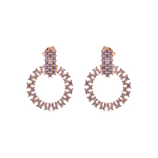 Luxenter Pendientes de Circonita Amatista acabado en oro amarillo de 18k - Huang - Image 1