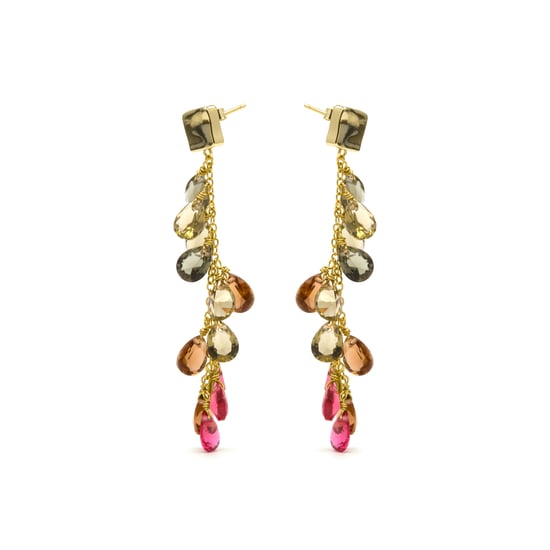 Luxenter Pendientes de Plata de Ley 925 y Cuarzo Hidrotermal Multicolor acabado oro amarillo de 18k - Jedo - Image 1