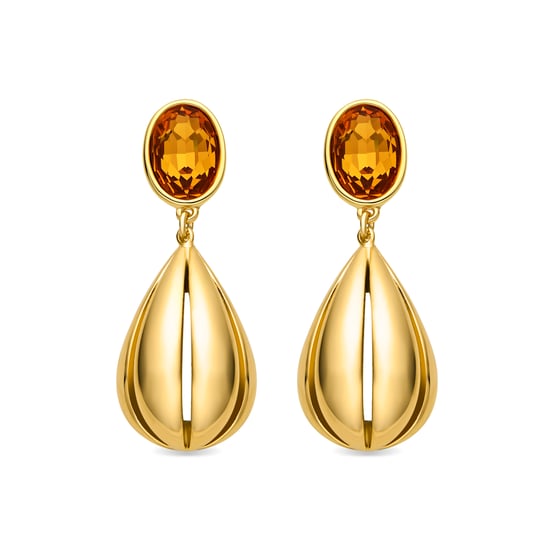 Luxenter Pendientes con Cuarzo Hidrotermal Naranja acabado oro 18k - Goneth - Image 1