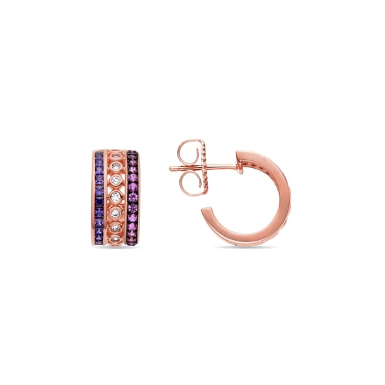 Luxenter Pendientes de Plata de Ley 925 con Circonita Multicolor acabados en oro rosa de 18K - Rissio - Image 1