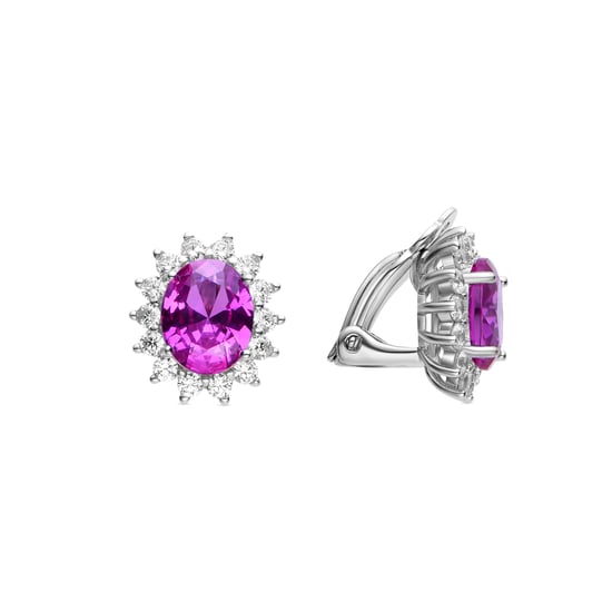 Luxenter Pendientes de Plata de Ley 925 y Circonita Rosa acabados en rodio - Dinoc - Image 1