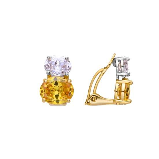 Luxenter Pendientes de Plata de Ley 925 y Padparadscha acabados en oro amarillo de 18k - Elsoni - Image 1