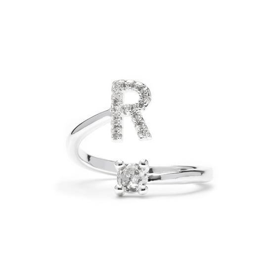 Luxenter Anillo con circonita brillante acabado plata - Alphabet - Image 1