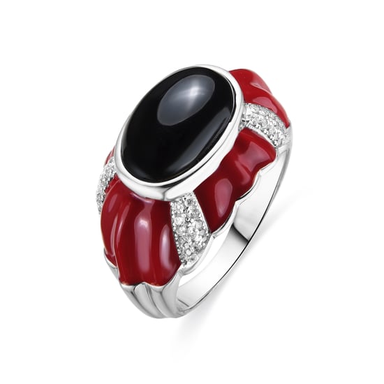 Luxenter Anillo de Plata de Ley 925 y Lacado Rojo acabado rodio - Rendi - Image 1