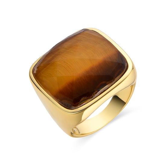 Luxenter Anillo de Plata de Ley 925 con Ojo De Tigre acabado en oro amarillo de 18K - Zenshi - Image 1