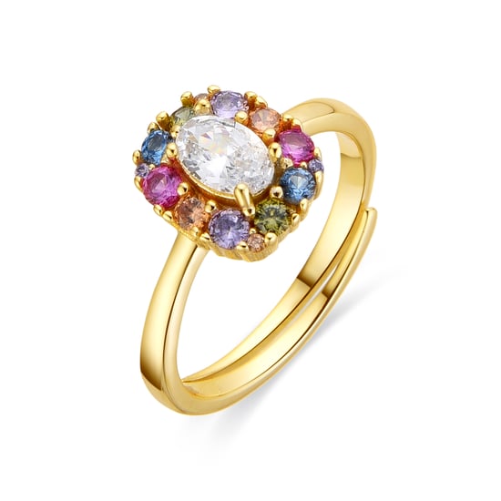 Luxenter Anillo de Plata de Ley 925 y Circonita Multicolor acabado oro amarillo de 18k - Mezay - Image 1