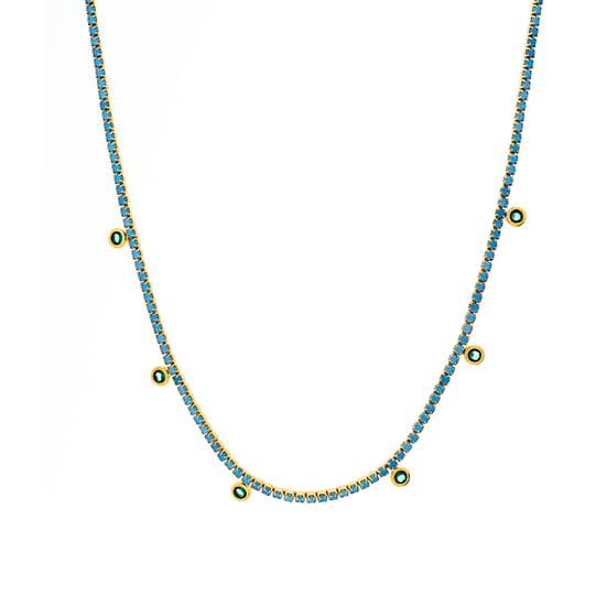 Luxenter Collar de Plata de Ley 925 y Nano Turquesa acabado en oro amarillo de 18k - Nejad - Image 1