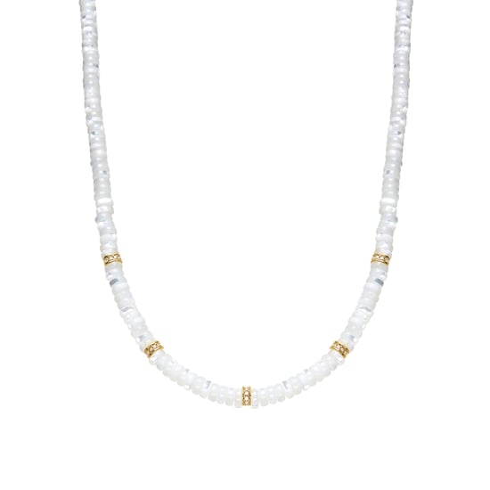 Luxenter Collar de Plata de Ley 925 y Madreperla Blanca acabado oro amarillo de 18k - Landir - Image 1
