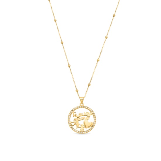 Luxenter Collar de Plata de Ley 925 y Circonita Brillante acabado oro amarillo de 18k - Mama - Image 1
