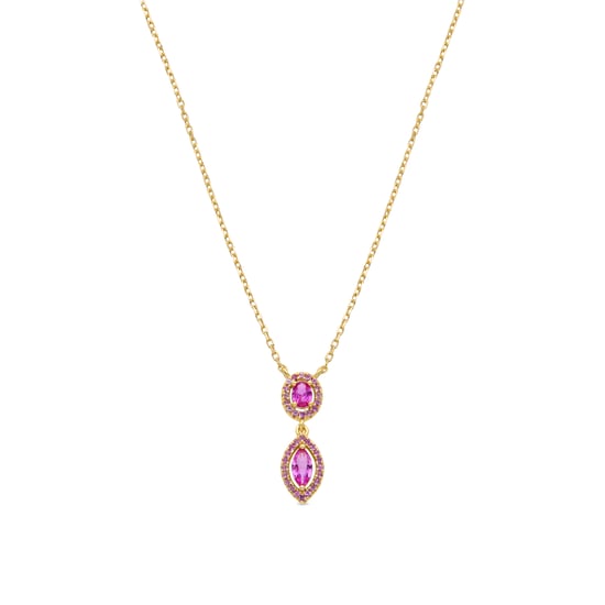 Luxenter Collar de Plata de Ley 925 y Circonita Rosa acabado en oro amarillo de 18k - Ontary - Image 1