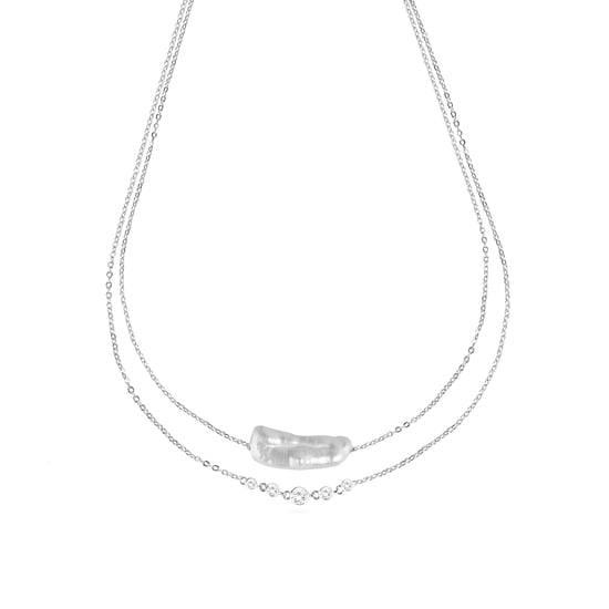 Luxenter Collar de Plata de Ley 925 y Perla Blanca acabado rodio - Danysda - Image 1