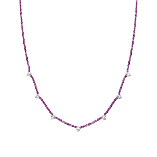 Luxenter Collar de Plata de Ley 925 con Circonita Rubí acabado en rodio - Silbil - Image 1
