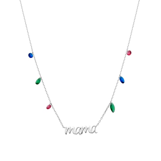 Luxenter Collar De Plata De Ley 925 con Circonita Multicolor acabado rodio - Mama - Image 1