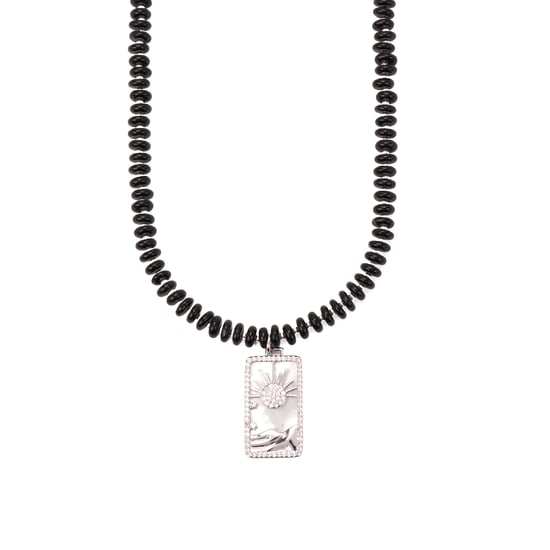 Luxenter Collar de Plata de Ley 925 y Agata Negra acabado rodio - Laha - Image 1
