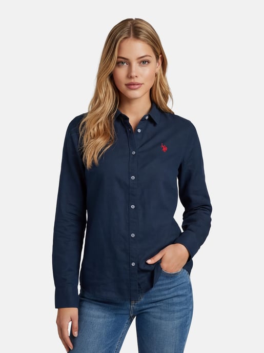 Camisa de lino para mujer U.S. Polo Assn. de mezcla lino y algodón - Image 5