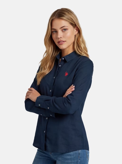 Camisa de lino para mujer U.S. Polo Assn. de mezcla lino y algodón - Image 6