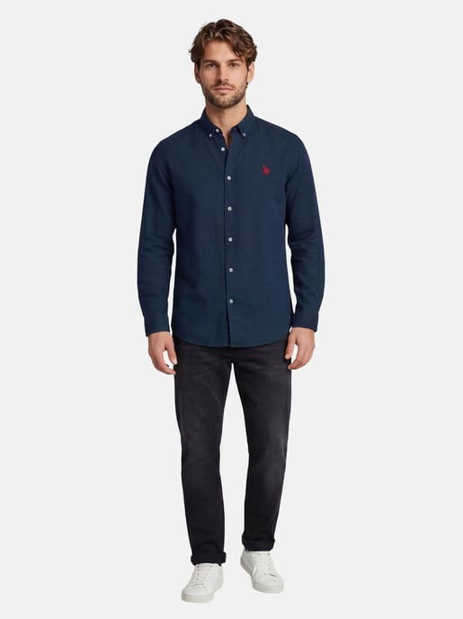 Camisa de lino para hombre U.S. Polo Assn. de mezcla lino y algodón - Image 5