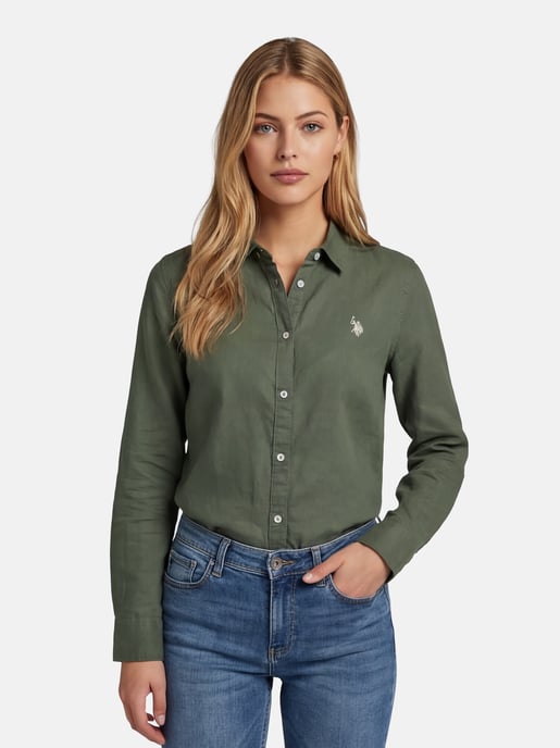 Camisa de lino para mujer U.S. Polo Assn. de mezcla lino y algodón - Image 5