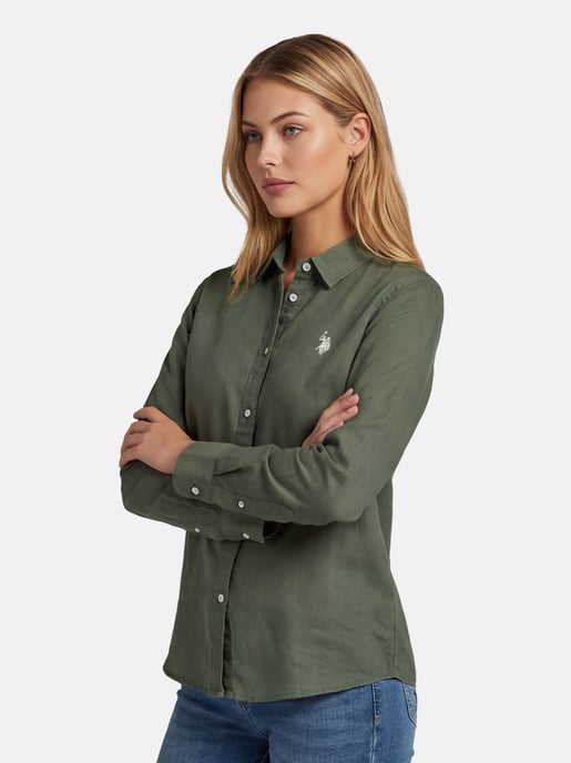 Camisa de lino para mujer U.S. Polo Assn. de mezcla lino y algodón - Image 6