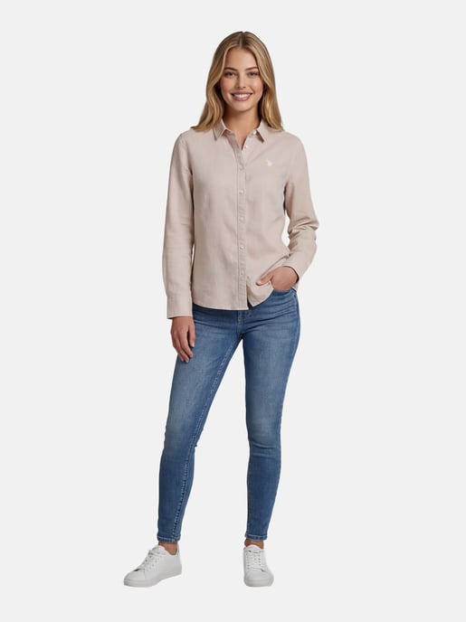 Camisa de lino para mujer U.S. Polo Assn. de mezcla lino y algodón - Image 4