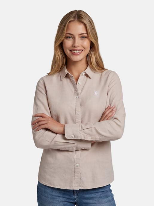 Camisa de lino para mujer U.S. Polo Assn. de mezcla lino y algodón - Image 5