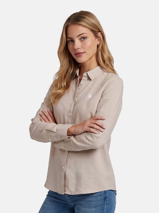 Camisa de lino para mujer U.S. Polo Assn. de mezcla lino y algodón - Image 6