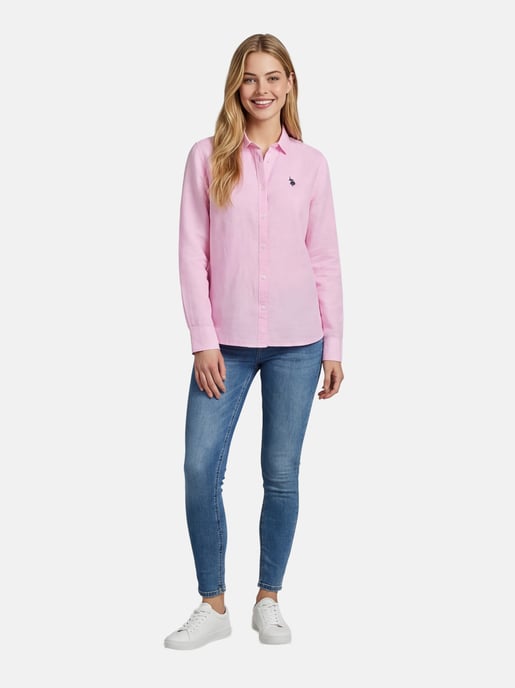 Camisa de lino para mujer U.S. Polo Assn. de mezcla lino y algodón - Image 4