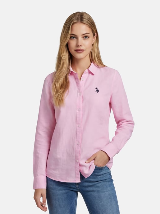 Camisa de lino para mujer U.S. Polo Assn. de mezcla lino y algodón - Image 5