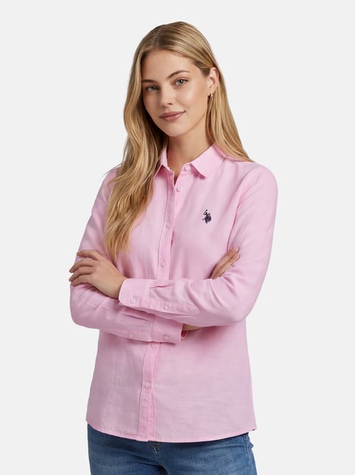 Camisa de lino para mujer U.S. Polo Assn. de mezcla lino y algodón - Image 6