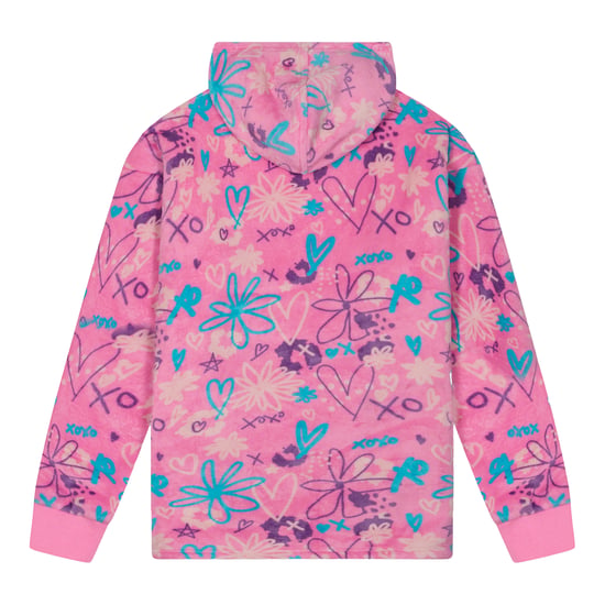 Sudadera con capucha de felpa azul con garabatos para niñas, manta oversized, ropa de descanso cálida para niños - Image 2