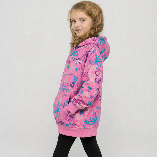 Sudadera con capucha de felpa azul con garabatos para niñas, manta oversized, ropa de descanso cálida para niños - Image 3