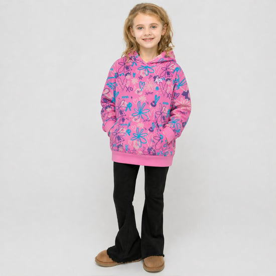 Sudadera con capucha de felpa azul con garabatos para niñas, manta oversized, ropa de descanso cálida para niños - Image 4