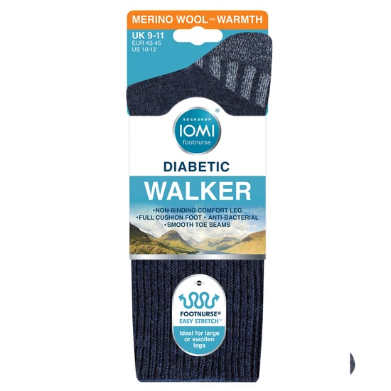 Calcetines de lana para caminar diabéticos para hombres | Calcetines de senderismo acolchados de ancho extra - Image 2