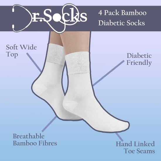 Paquete de 4 calcetines diabéticos para mujeres de bambú, suaves, transpirables y sin compresión. - Image 2